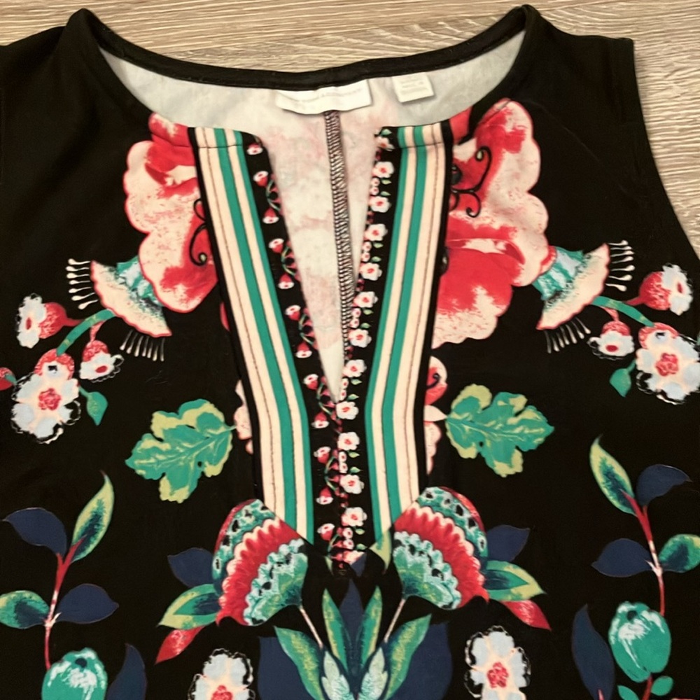 New York & Company Shift Dress Size S Black Pink Gree Floral Print - Picture 4 of 7